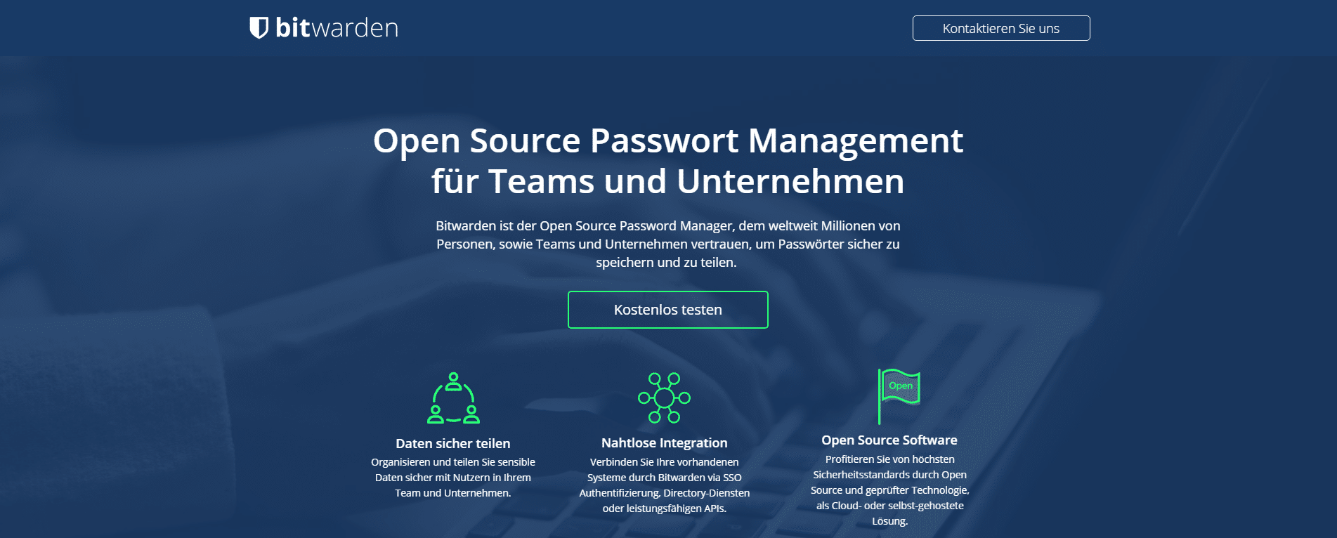 Webseite von Bitwarden, einem der besten Passwort-Manager.