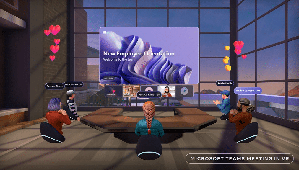 Teams Meeting in VR wird durch Metaverse die Wirtschaft verändern.
