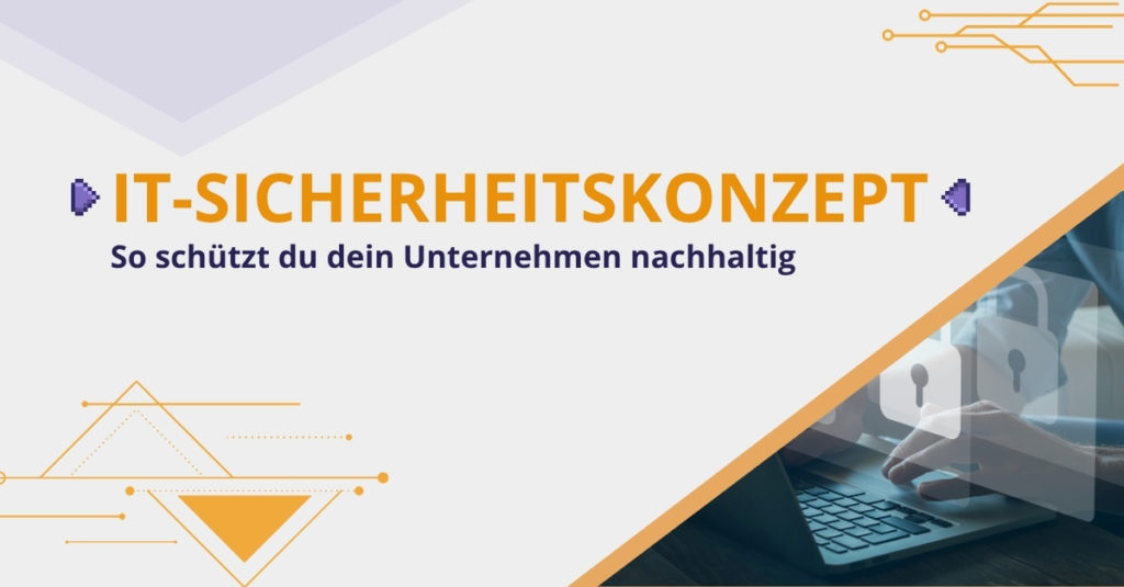 Grafik zum IT-Sicherheitskonzept mit Person am Laptop